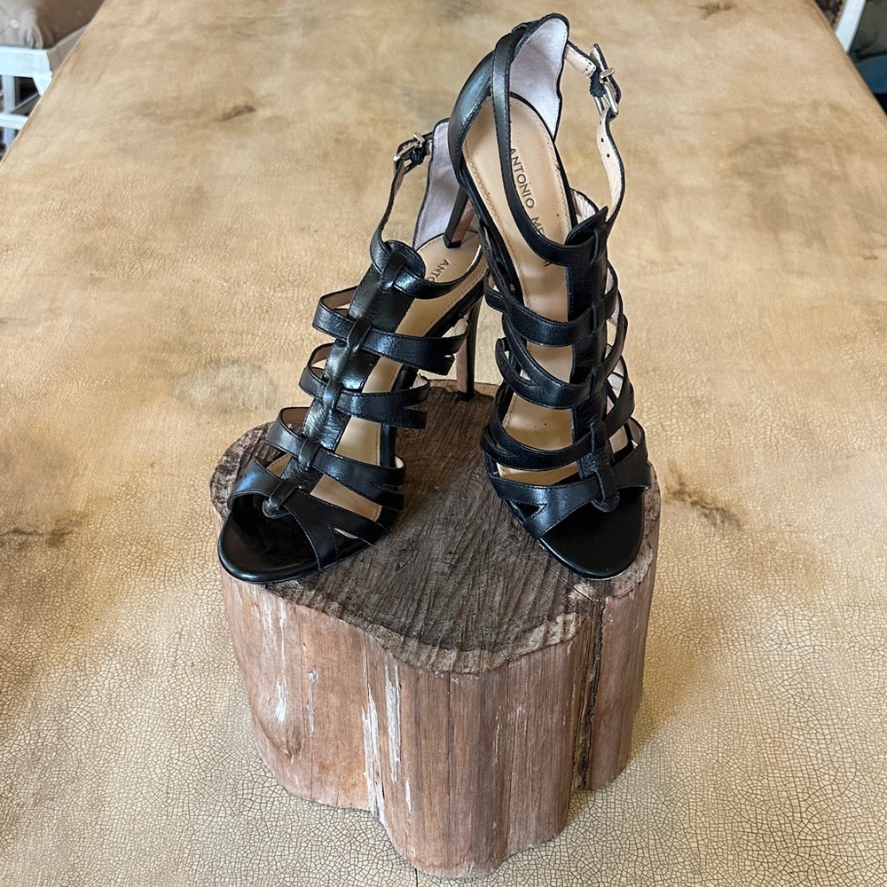 Antonio Melani  Black Strappy Heeled Sandals - Size 10